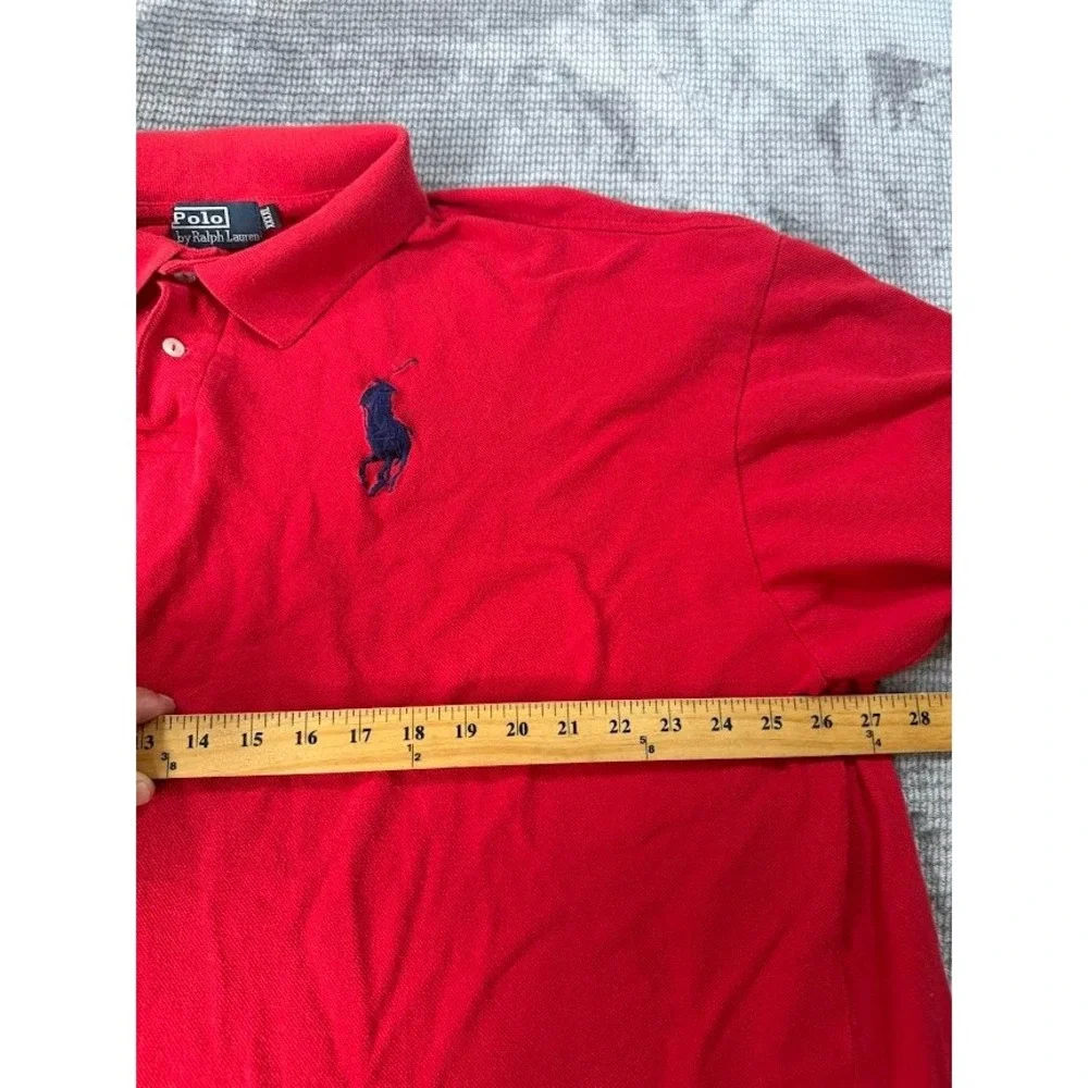 Vintage Polo Ralph Lauren Mens Red Short Sleeve Polo Shirt Blue Big‎ Pony 3XL